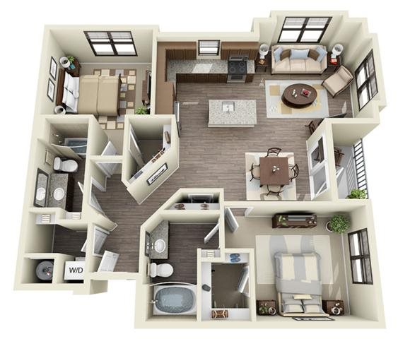 2 bedroom 2 bath Floor Plan Davidson - Fountains Southend 2 bedroom 2 bath Floor Plan Davidson - Fountains Southend